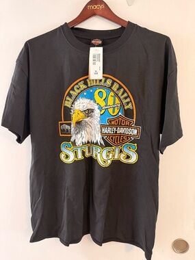 Harley-Davidson Black Sturgis Eagle Graphic Tee with Yellow & Blue Accents